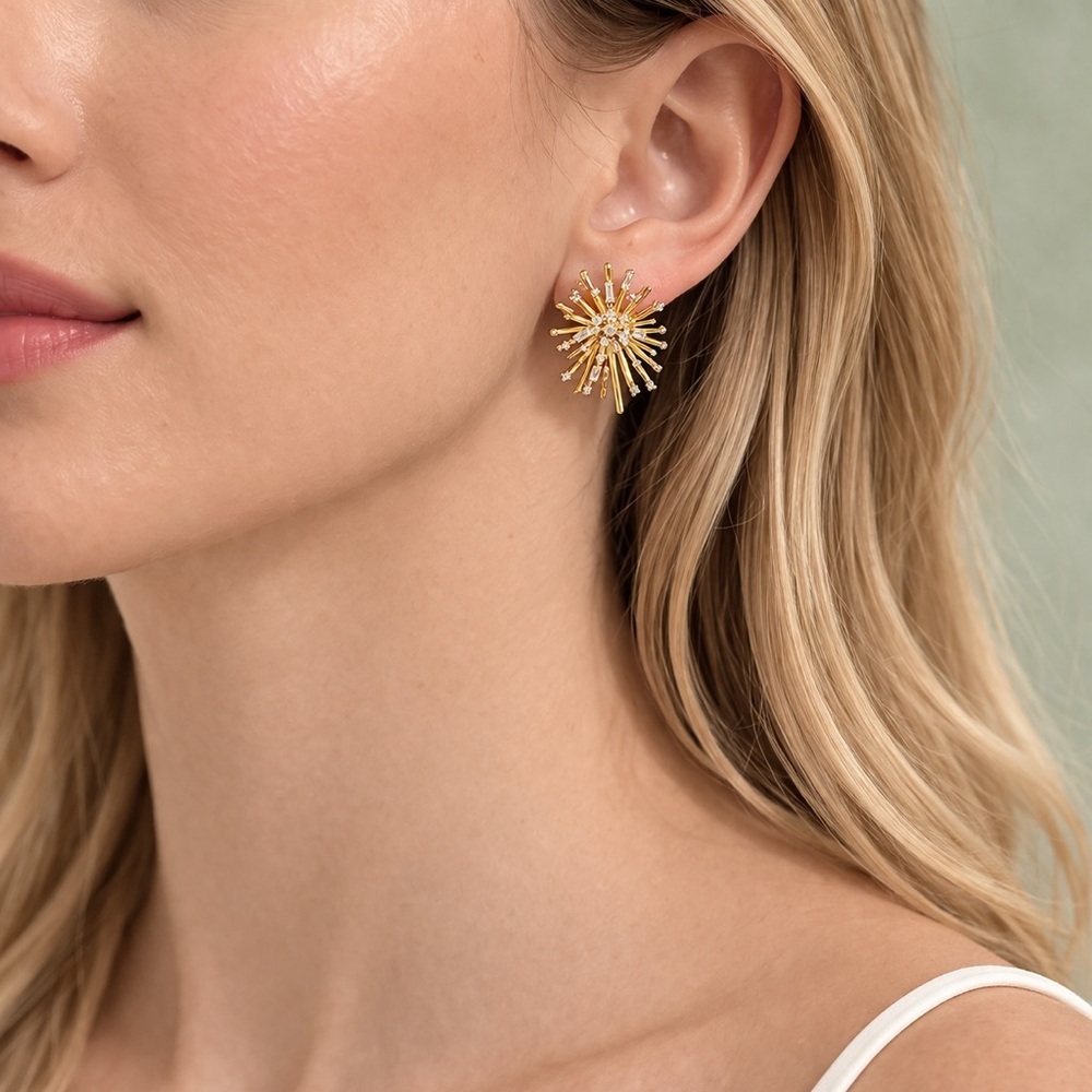 Radiant Gold StarBurst Earrings